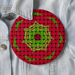 African Lovely Woven Red Design Button