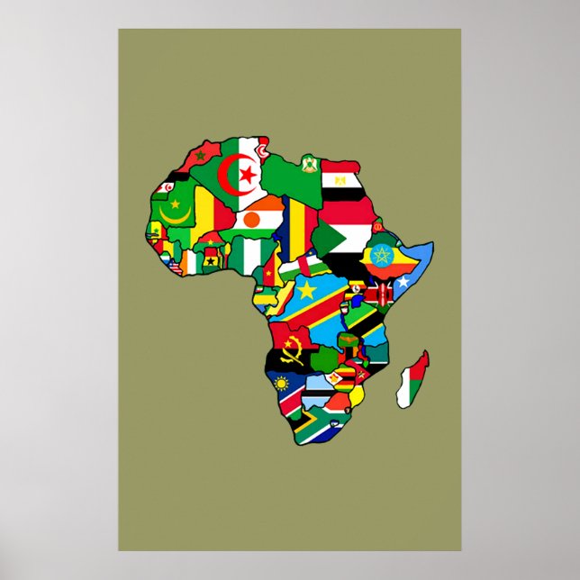 African Map of Africa flags within country maps Poster (Vorne)