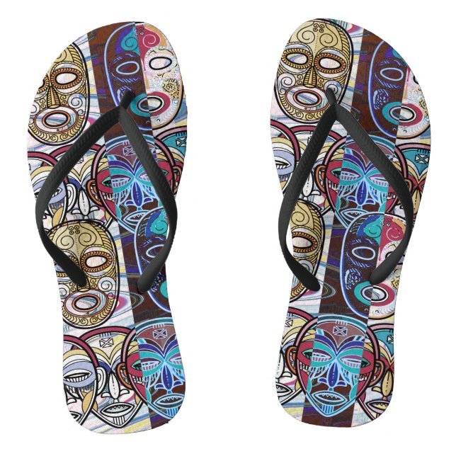 African Masks V2 Flip Flops (Fußbett)