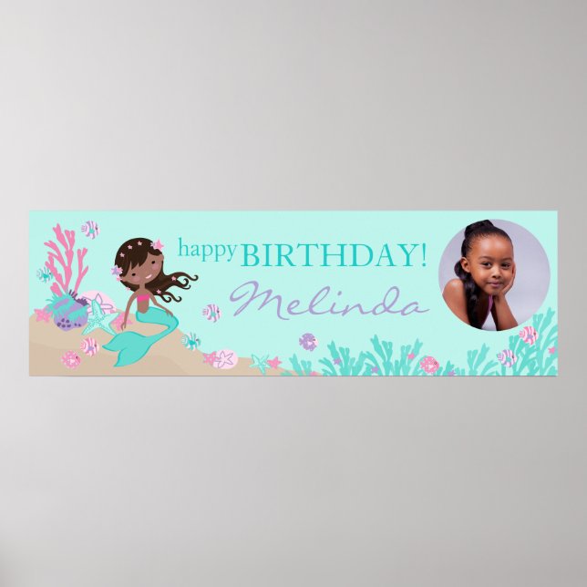 African Mermaid Birthday Banner Poster (Vorne)
