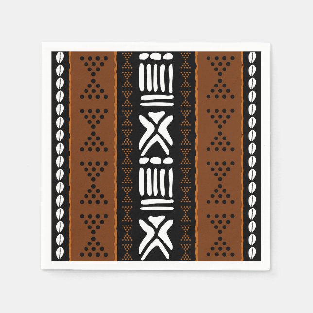 African Mud Cloud Bogolan Designer Paper Napkins Serviette (Vorderseite)