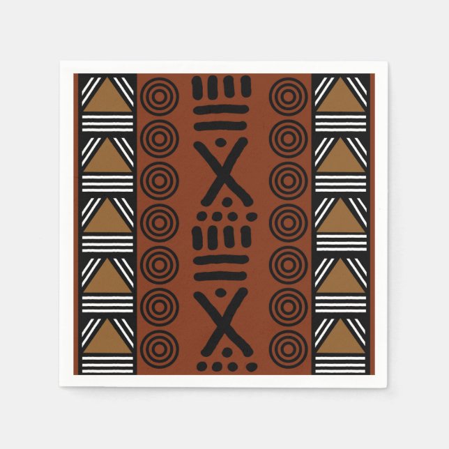 African Mud Cloud Bogolan Designer Paper Napkins Serviette (Vorderseite)