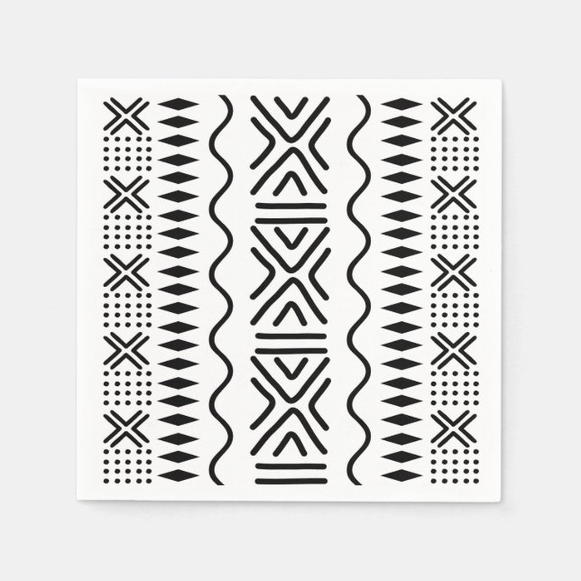 African Mud Cloud Bogolan Designer Paper Napkins Serviette (Vorderseite)