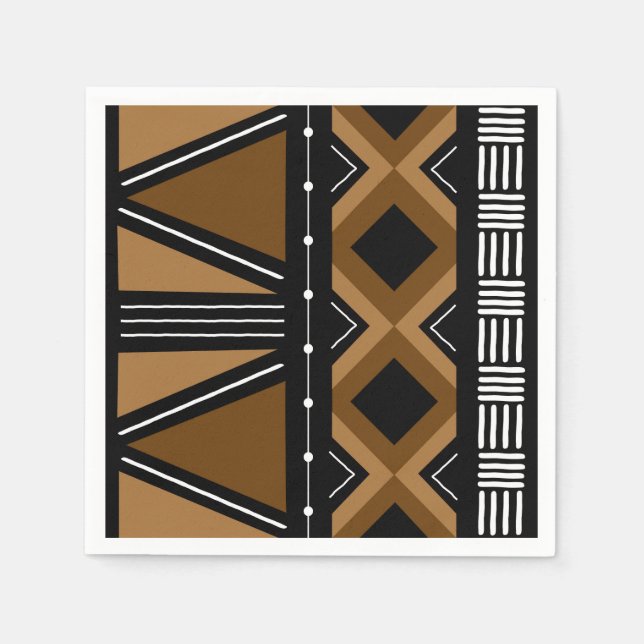 African Mud Cloud Bogolan Designer Paper Napkins Serviette (Vorderseite)