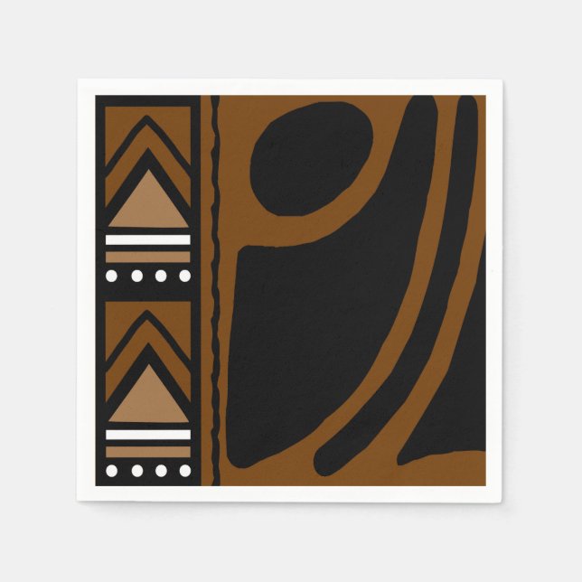 African Mud Cloud Bogolan Designer Paper Napkins Serviette (Vorderseite)