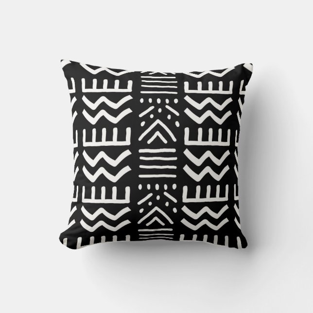 African Mudcloth Bogolan Design Throw Kissen (Vorderseite)