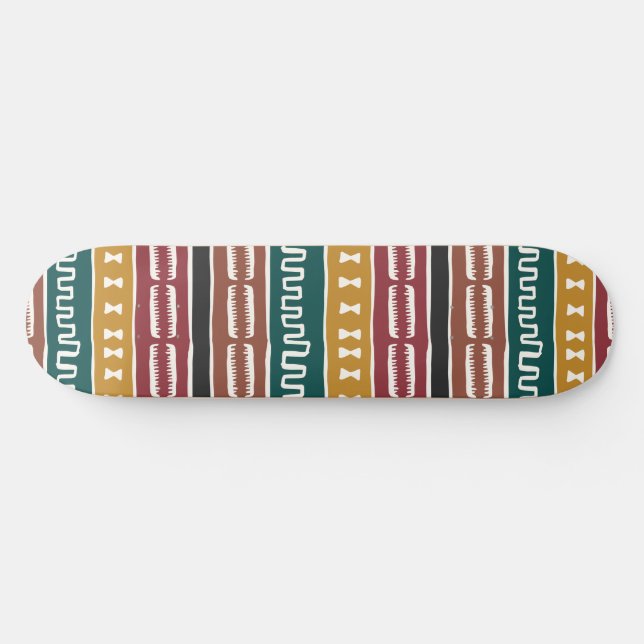 African Mudcloth Rastafarian Skateboard (Horizontal)