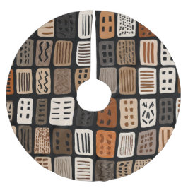 African mudcloth textile designs in a grid polyester weihnachtsbaumdecke