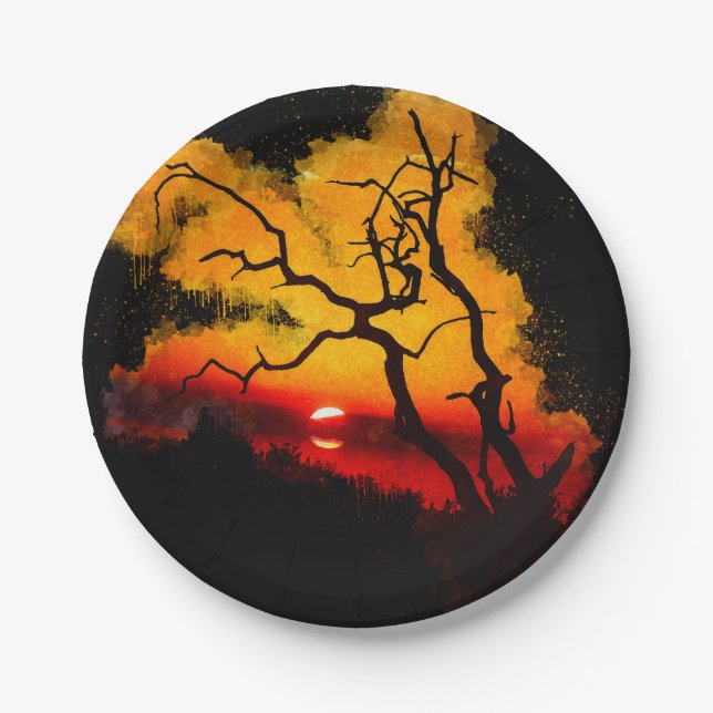 African Nightsky Sunset Pappteller (Vorderseite)