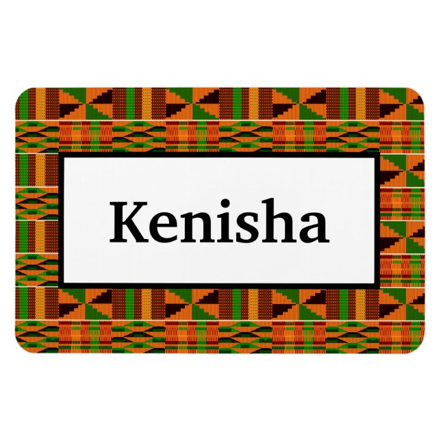 African Orange Classic Kente 4x6 Name Flexibel Magnet (Horizontal)