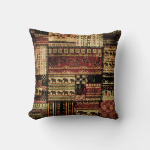 African Patchwork: Grunge Print Background Kissen
