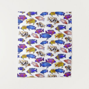 African Peacock Cichlid Fish Wandteppich