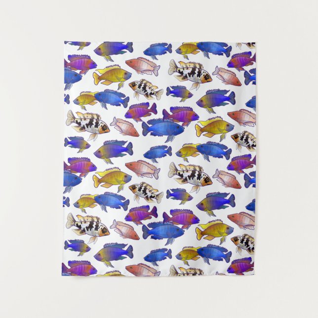 African Peacock Cichlid Fish Wandteppich (Vorderseite)