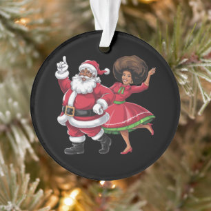 African Père Noël Mme Claus Dansant Noël américain