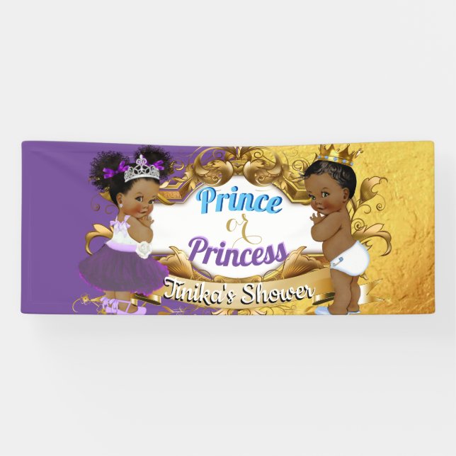 African Prince oder Princess Lila & Gold Elegante Banner (Horizontal)