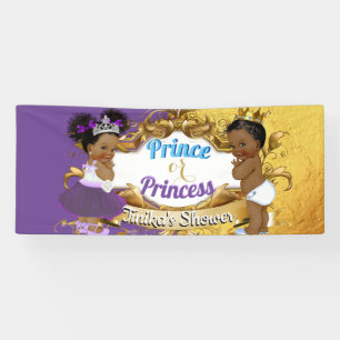 African Prince or Princess Lila & Gold Elegant Banner