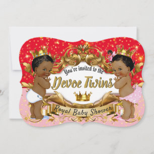 African Prince Princess Pink & Red Gold Sparkon Einladung
