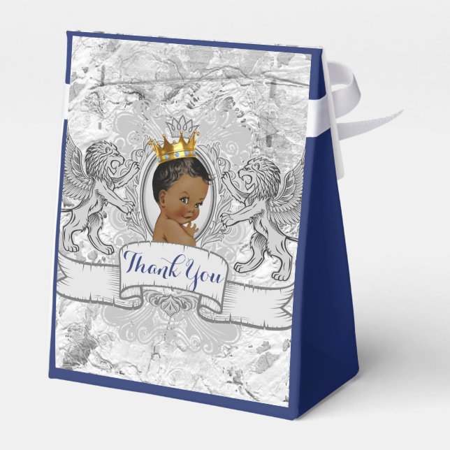 African Prince Royal Blue|Silver EXTRAVAGANT Baby  Geschenkschachtel (Rückseite)