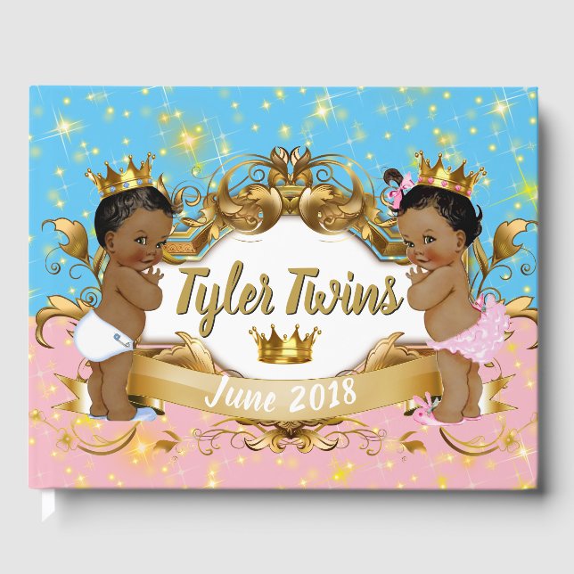 African Princess Pink|Blue|Royal Guestbook Gästebuch (Vorderseite)
