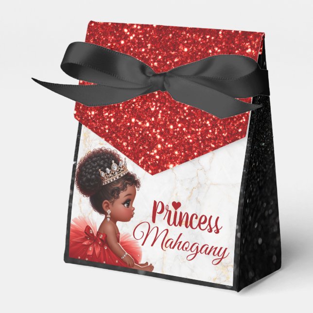 African Princess Royal Baby Dusche Red Glitzer Geschenkschachtel (Vorderseite)