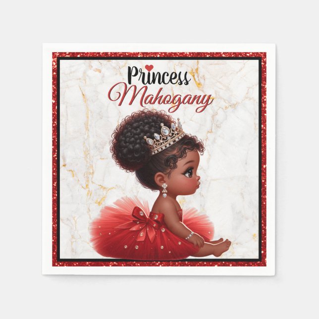 African Princess Royal Baby Dusche Red Glitzer Serviette (Vorderseite)