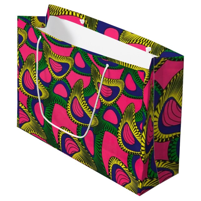 African Print Large Gift Bag Große Geschenktüte (Vorderseite Schrägansicht)