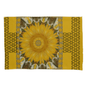 African Print Sunflower Golden Design Queen Size Kissenbezug