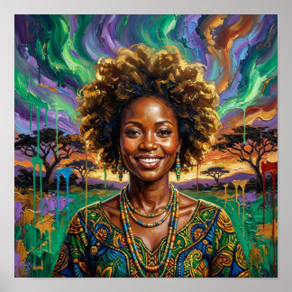 African Queen Lächeln, Schwarze Frau Wandkunst Poster