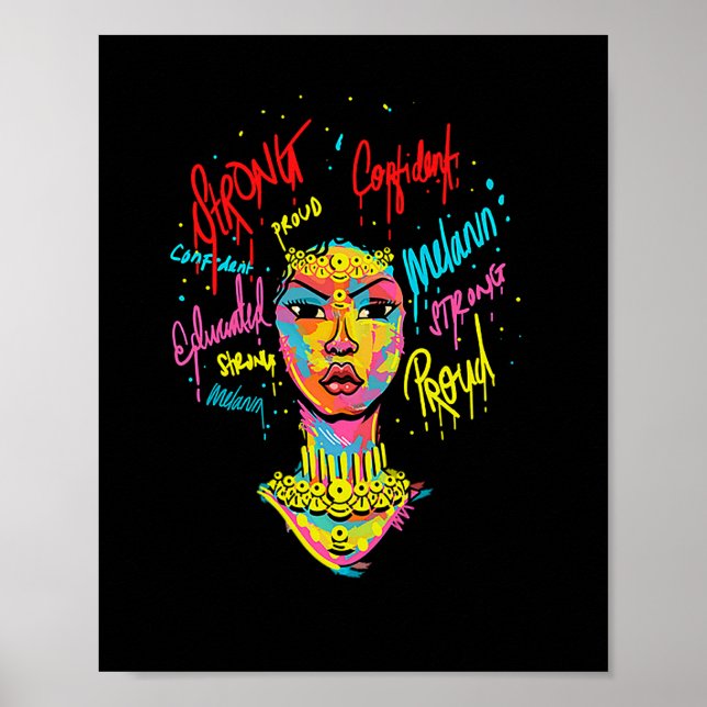African Queen Strong Woman Black History Month Pro Poster (Vorne)