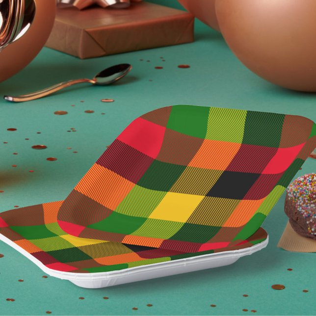  African Rasta Reggae Colours Plaid Pattern Design Pappteller (Von Creator hochgeladen)