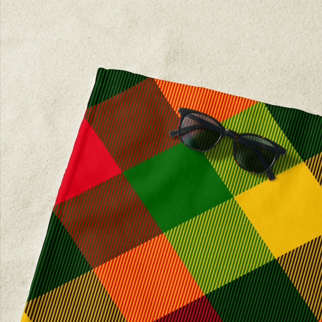  African Rasta Reggae Colours Plaid Pattern Design Strandtuch (Von Creator hochgeladen)