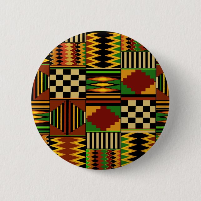 African Royal Kente Cloud Design Button (Vorderseite)
