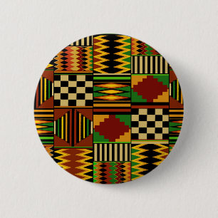 African Royal Kente Cloud Design Button