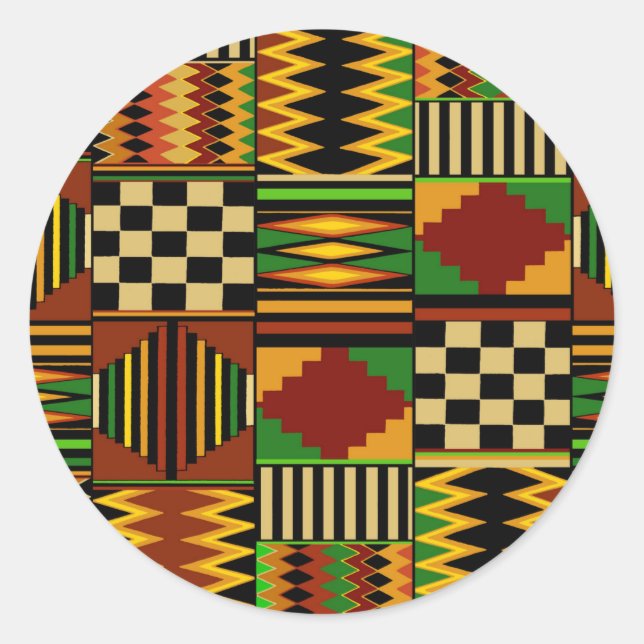African Royal Kente Cloud Design Runder Aufkleber (Vorderseite)