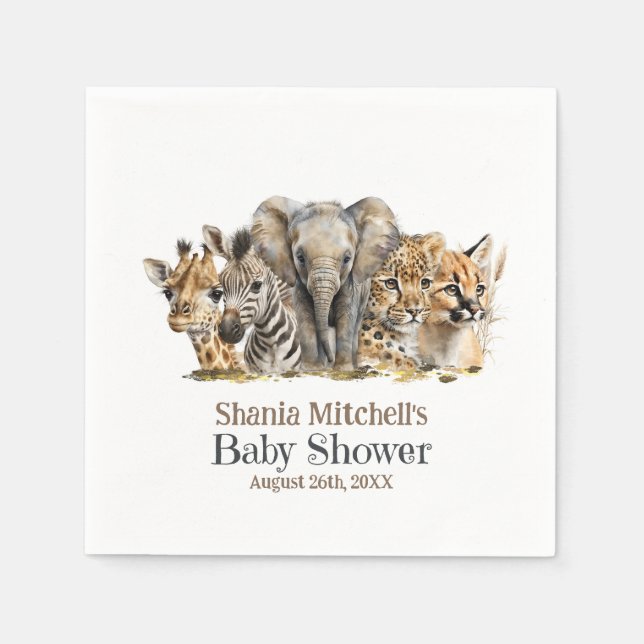 African Safari Animals Baby Shower Serviette (Vorderseite)