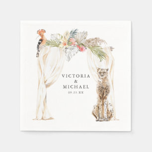 African Safari Boho Floral Monogram Serviette