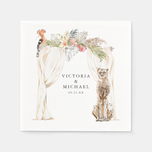 African Safari Boho Floral Monogram Serviette (Vorderseite)