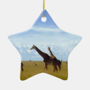 African Safari Giraffe: Kenya National Park Keramik Ornament