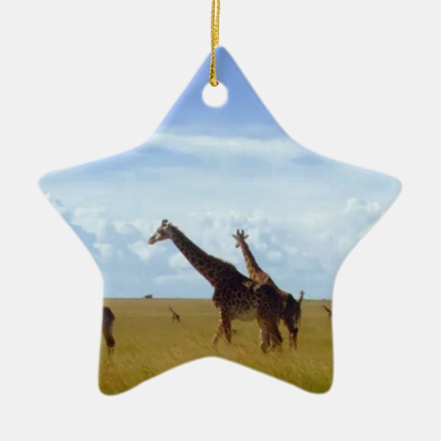 African Safari Giraffe: Kenya National Park Keramik Ornament (Vorne)