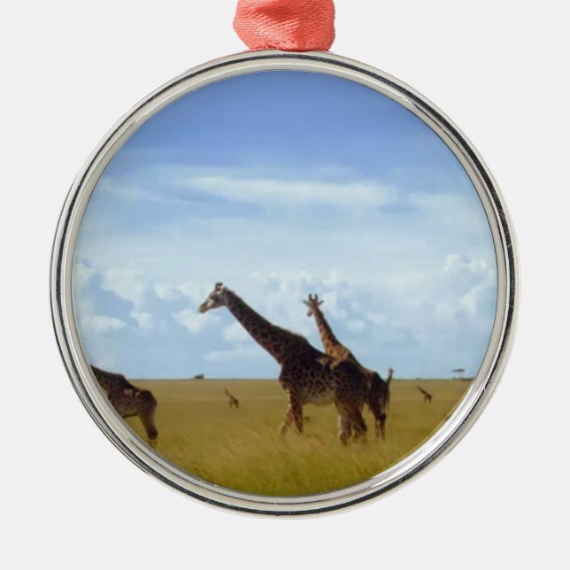 African Safari Giraffe: Kenya National Park Ornament Aus Metall (Vorne)