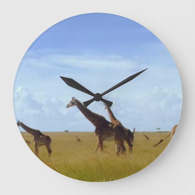 African Safari Giraffes Große Wanduhr (Vorderseite)