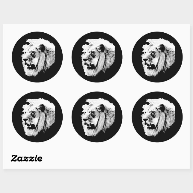 African Safari Lion Classic Round Sticker (Blatt)