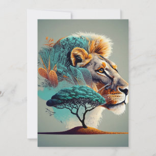 African Safari Lion Head Feiertagskarte