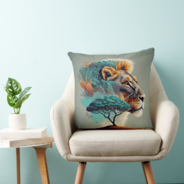 African Safari Lion Head Kissen