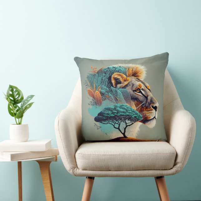 African Safari Lion Head Kissen (Stuhl )