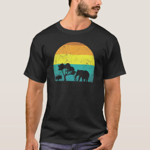 African Safari Retro Vintag Sunset Elephant und R T-Shirt