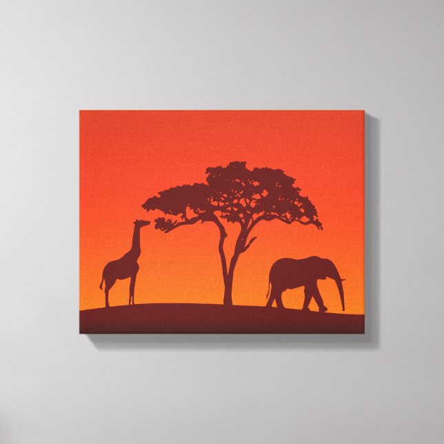 African Safari Silhouette - Canvas Print Leinwanddruck (Vorderseite)