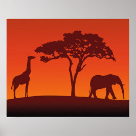 African Safari Silhouette - Plakatwerbung Poster