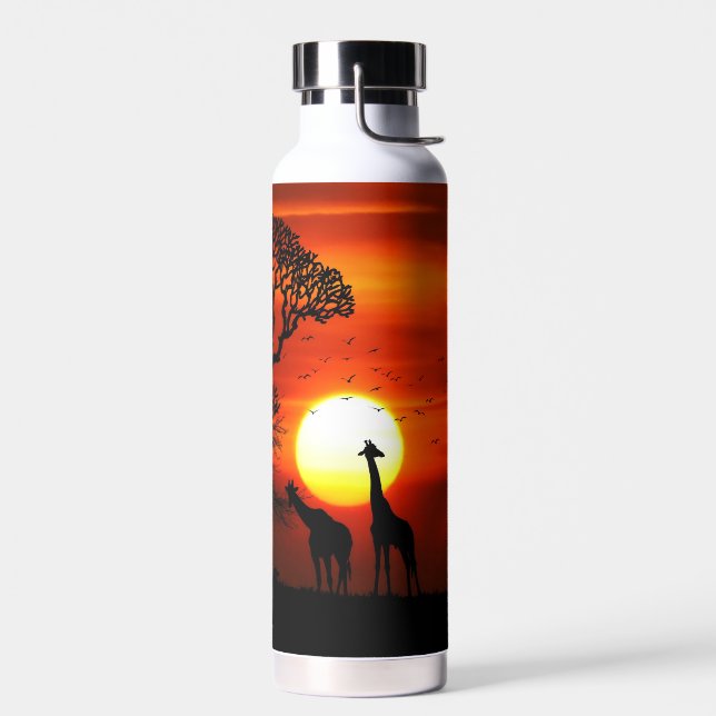 African Safari Sunset Animal Silhouetten Trinkflasche (Links)