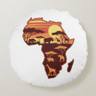 African Safari Sunset Rundes Kissen